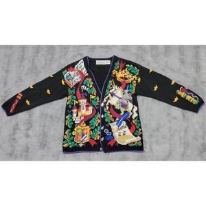 BellePointe Sweater Womens Medium Black Fairy Tale Princess Beaded Cardigan